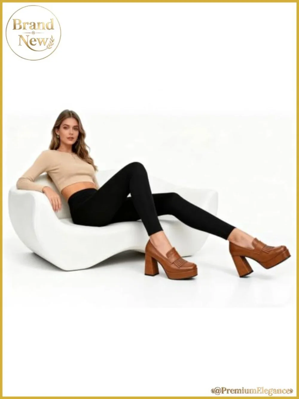 Women's Heeled Loafers Platform Chunky High Heel Dress Loafers
